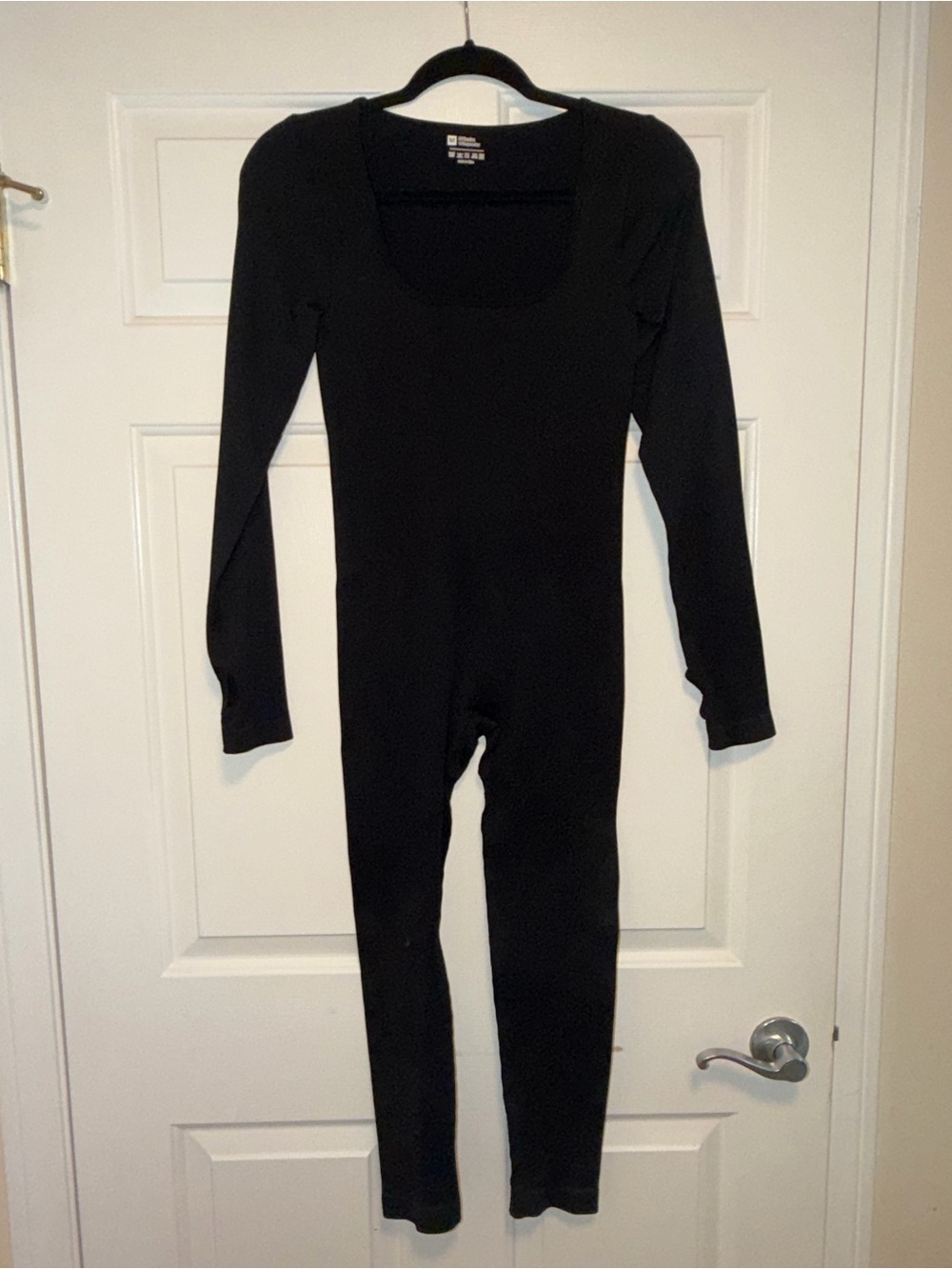 Black Long-Sleeve ribbed One-Piece Jumpsuit